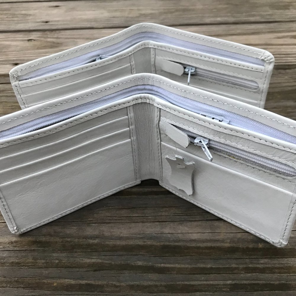 Lot of 2 Wallet White Wallet Quality Leather Bifol